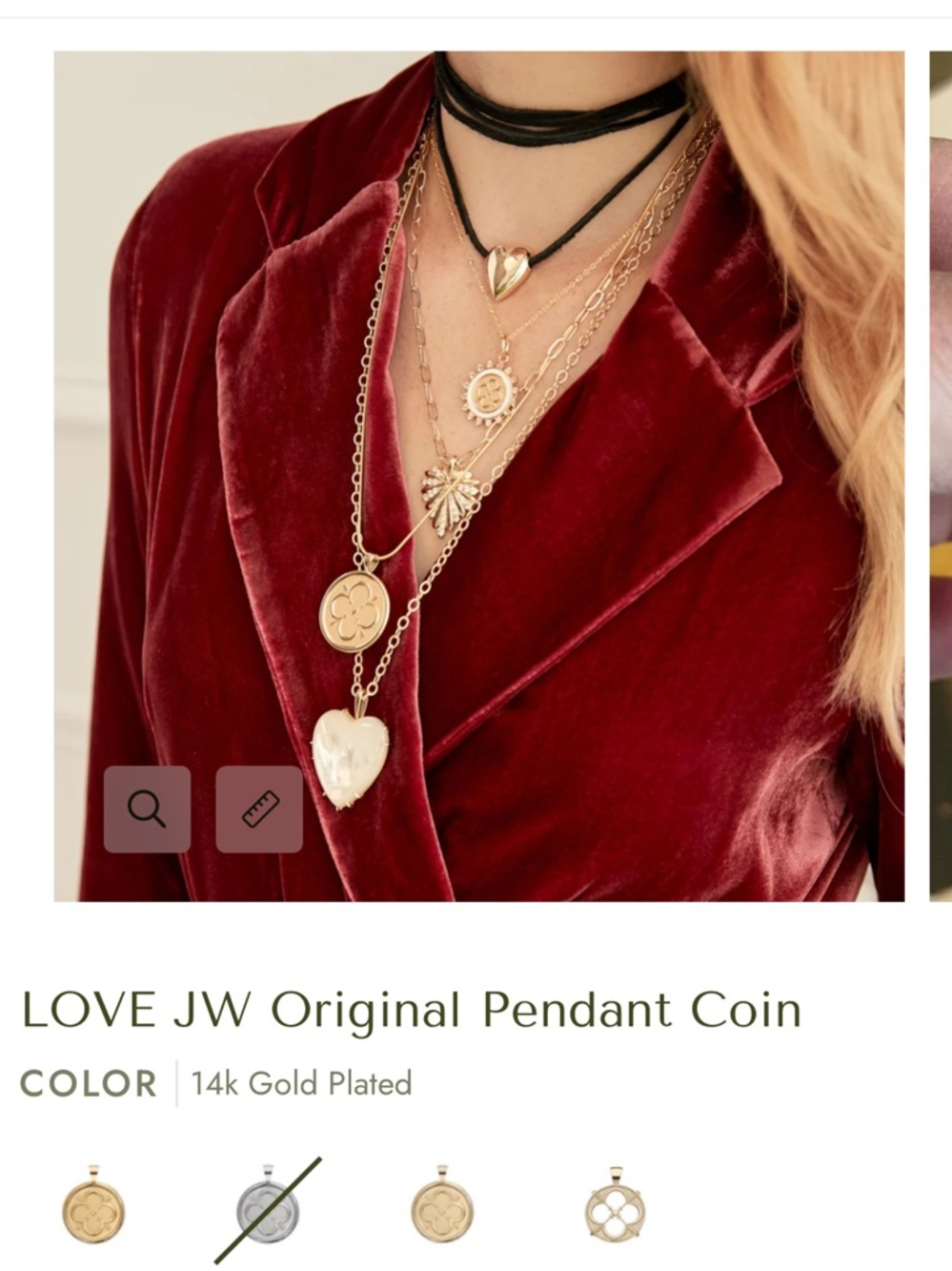 Jane Win LOVE JW Original Pendant Coin Necklace 14k Gold Plated - Picture 2 of 8